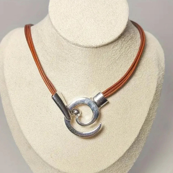 Swirl Vintage Statement Pendant Choker Necklace, Bohemian, Boho, Tribal - Picture 3 of 7